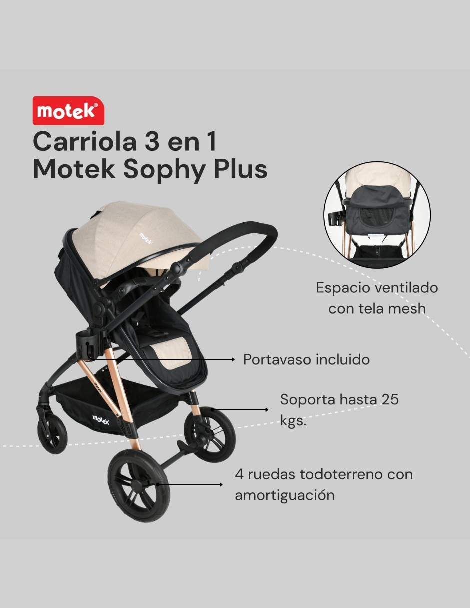 Carriola con portabebé carriola 3 en 1 sistema de viaje sí 6